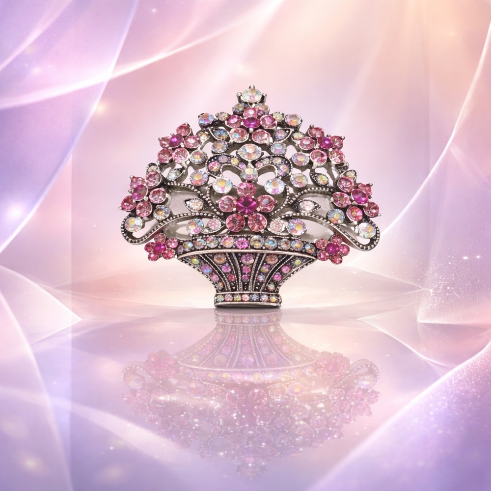 Rhinestone Flower Bouquet Vintage Inspired Brooch